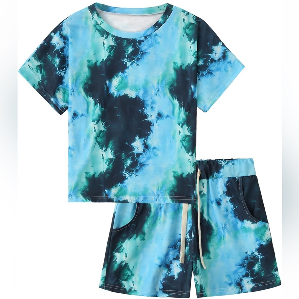 NWOT, Girls, Tie Dye Shorts and SS Oversized Loose Fit Top Set (size 6-7) - Picture 3 of 5